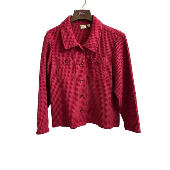 VTG Cabela's Women’s Jacket Waffle Weave Button Front Casual 2X Cottagecore 90s - Picture 1 of 4